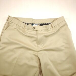 IZOD Golf Pants Mens 40x32 Beige Khaki Flat Front Microfiber Straight